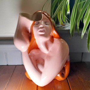 Painted Ceramic Female Woman 12" Head Bust Form